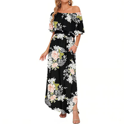 Women's Ruffle Off Shoulder Maxi Dress