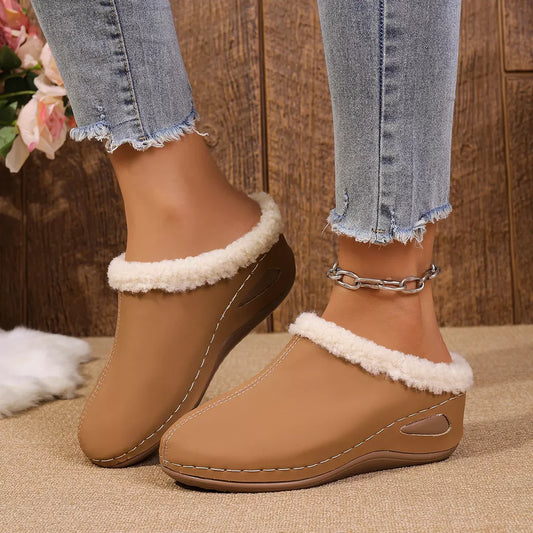 Women’s Cozy Faux Fur Lined Wedge Slippers