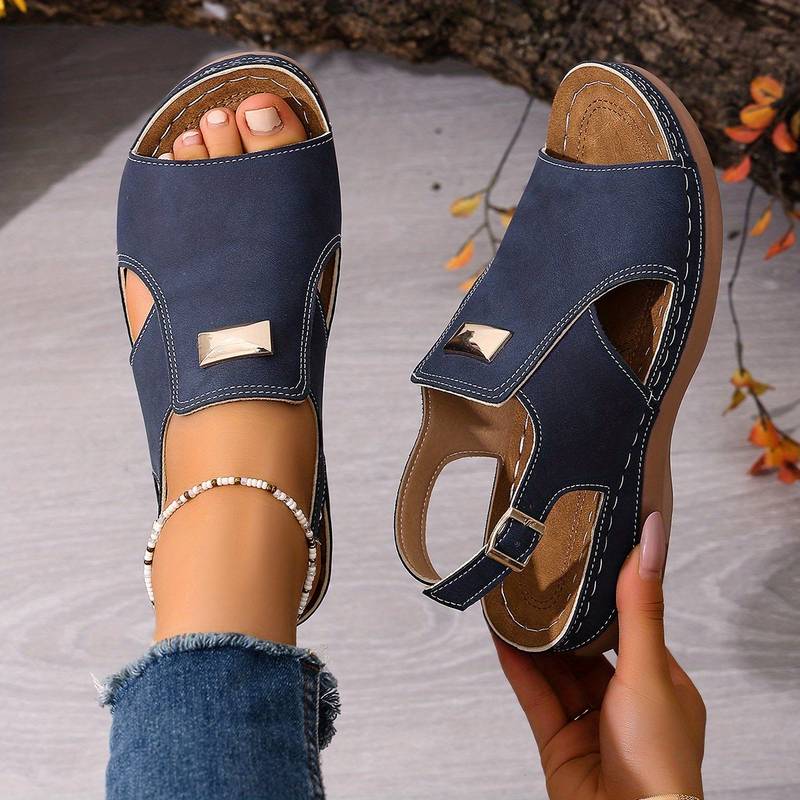 Women’s Boho Double-Buckle Slingback Comfort Sandals