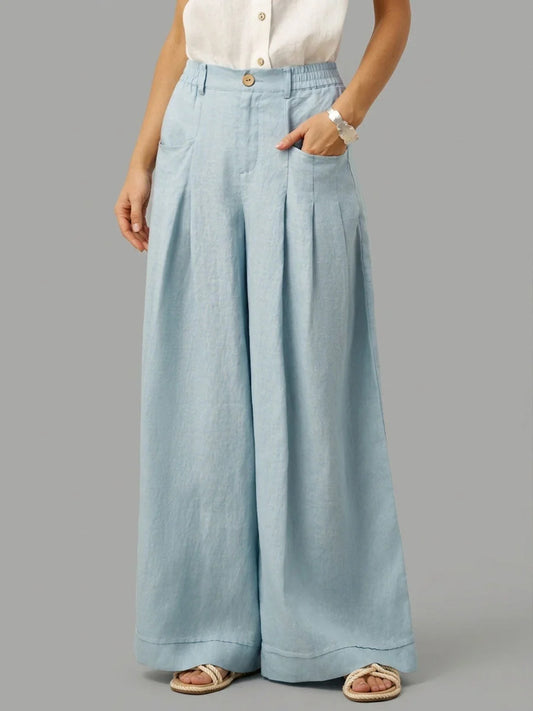 Women’s Casual Cotton Linen Wide Leg Trousers