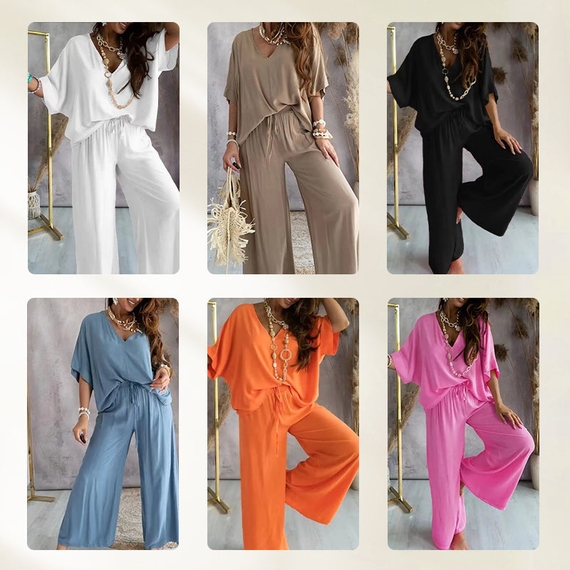 Women’s Relaxed Fit Two-Piece Top and Trousers Set