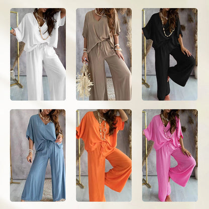 Women’s Relaxed Fit Two-Piece Top and Trousers Set
