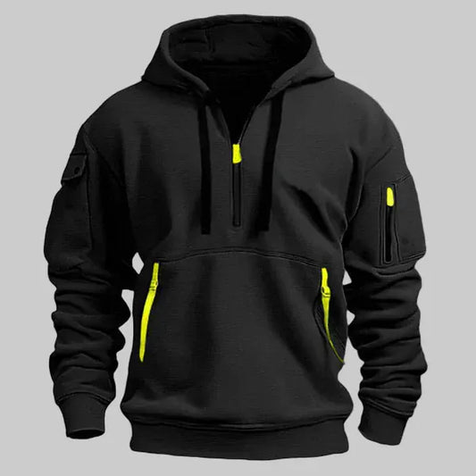 Men’s Half-Zip Utility Hoodie with Zipped Pockets