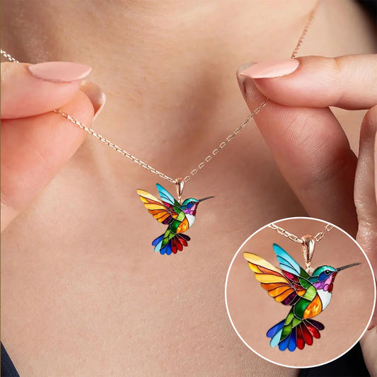 Women’s Hummingbird Pendant Necklace and Earring Set