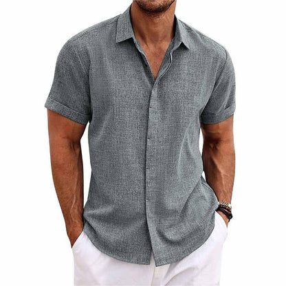 Men’s Cotton-Linen Short Sleeve Summer Shirt