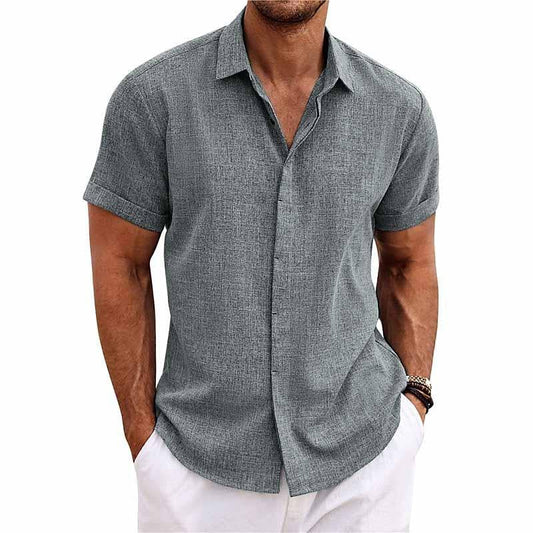 Men’s Cotton-Linen Short Sleeve Summer Shirt