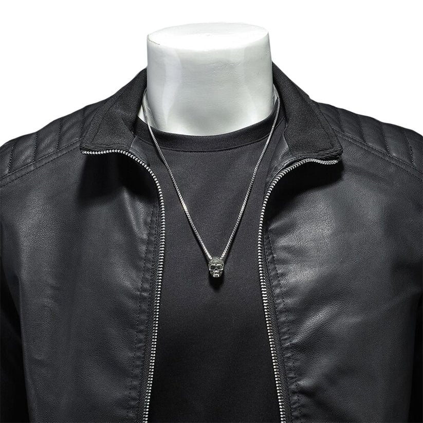 Men’s Classic PU Leather-Look Zip Jacket