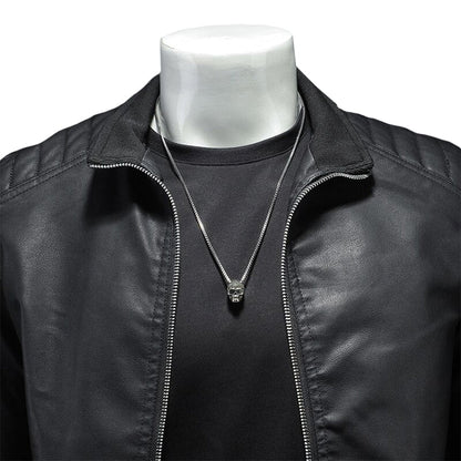 Men’s Classic PU Leather-Look Zip Jacket