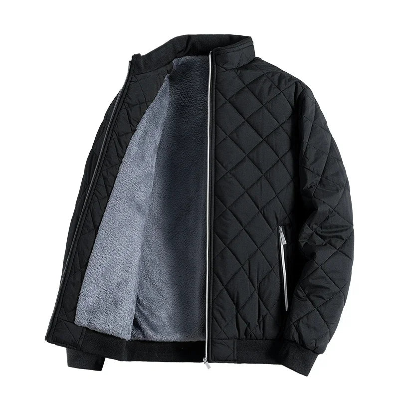 Men’s Quilted Fleece-Lined Stand-Collar Jacket