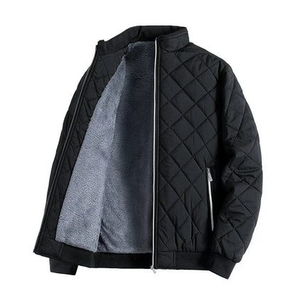 Men’s Quilted Fleece-Lined Stand-Collar Jacket