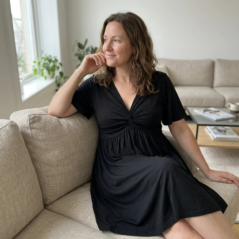 Women's Twist-Front V-Neck Dress