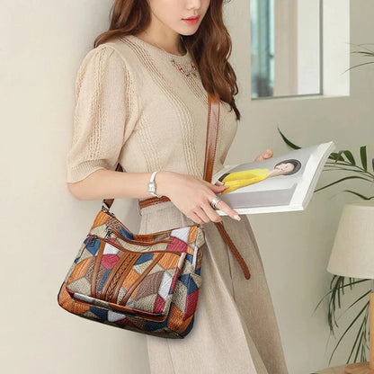 Women’s Geometric Patchwork Mosaic Handbag