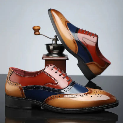 Men’s Heritage Wingtip Leather-Look Brogue Shoes