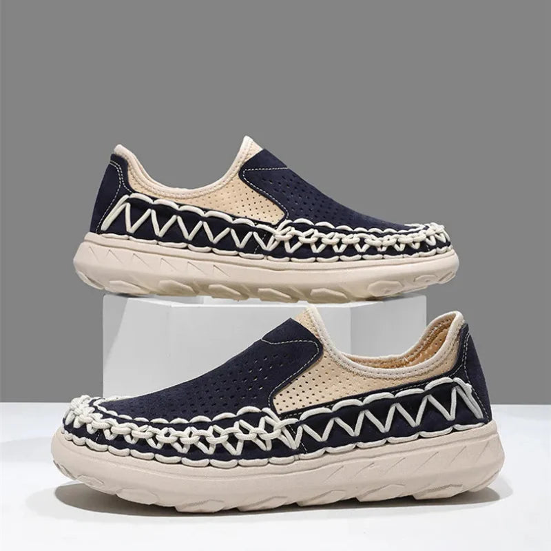 Men's Woven Perforated Slip-On Shoes