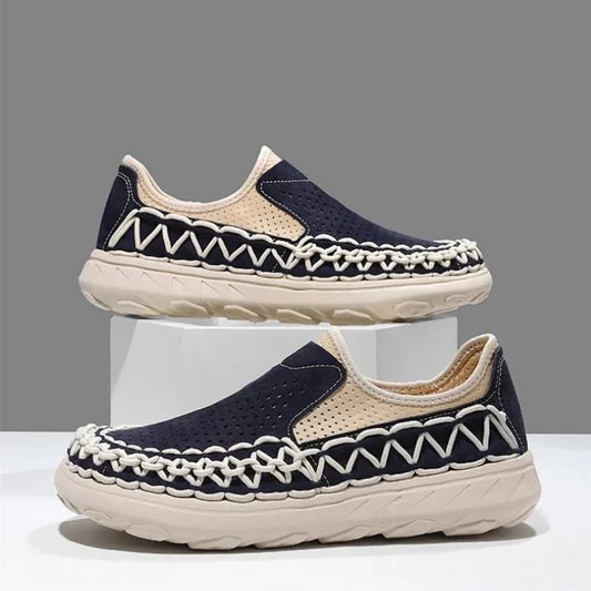 Men's Woven Perforated Slip-On Shoes