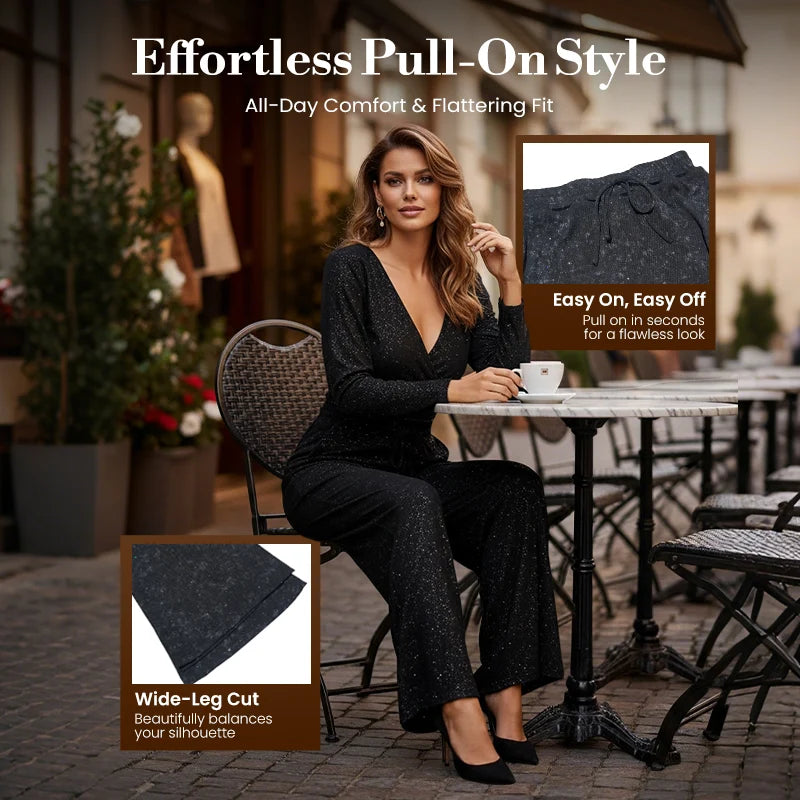 Women's Sequin Wide-Leg Trousers