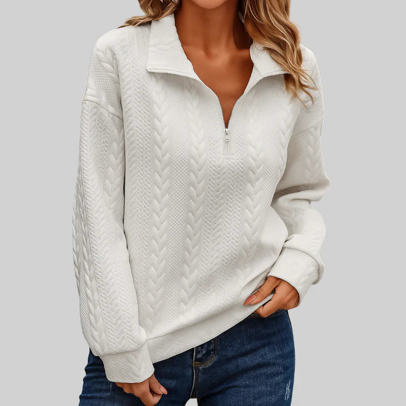 Claire Luxe Half-Zip Knit Sweater for Women