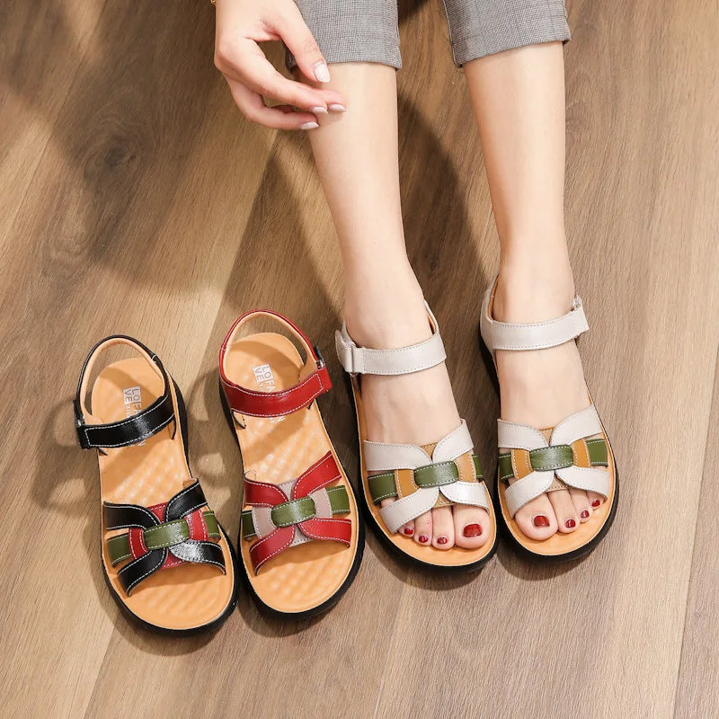 Thick sole with soft bottom casual leather-look sandals