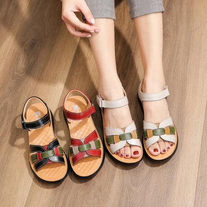 Thick sole with soft bottom casual leather-look sandals