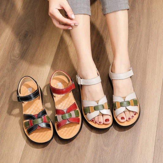 Thick sole with soft bottom casual leather-look sandals