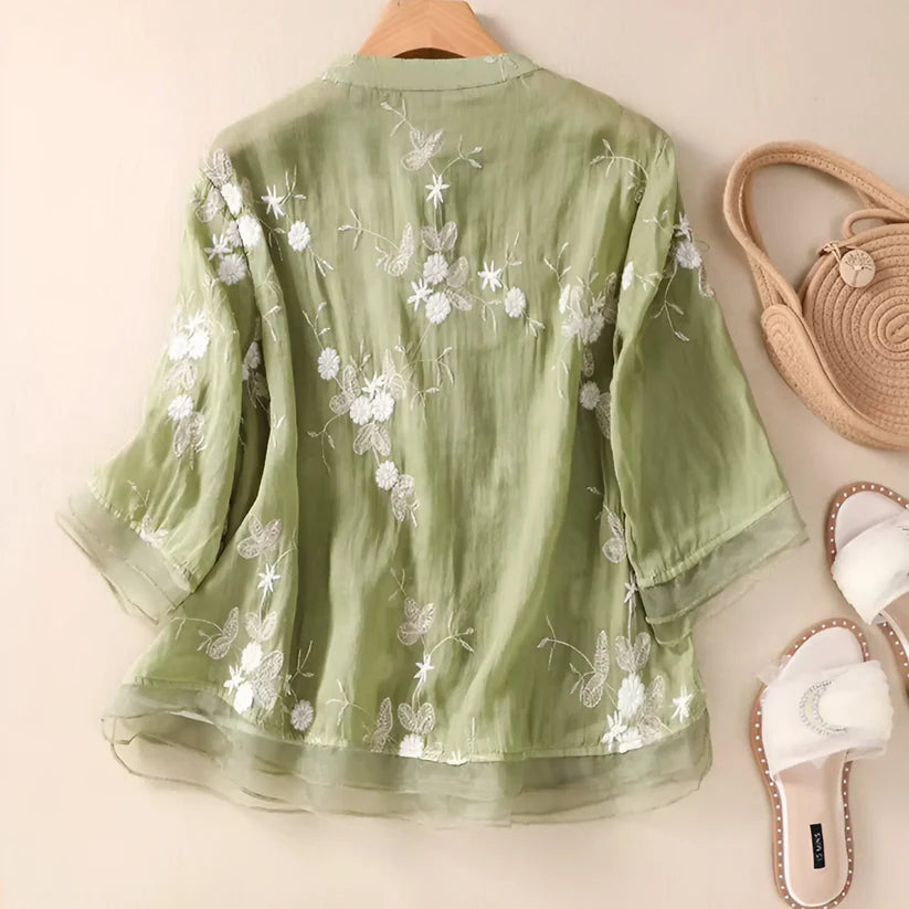 Women’s Embroidered Floral Cotton Top
