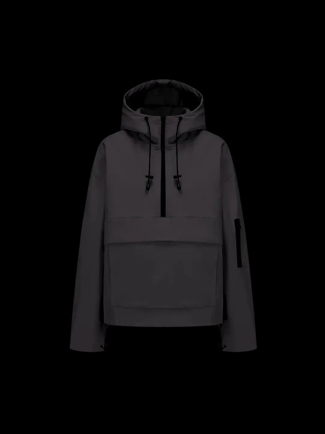 Women’s Fleece-Lined Waterproof Half-Zip Rain Jacket with Kangaroo Pocket