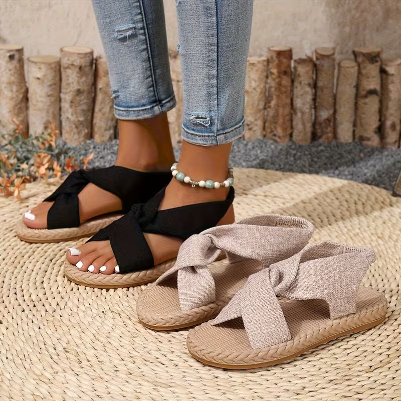 Women's Woven Cross-Strap Flat Sandals