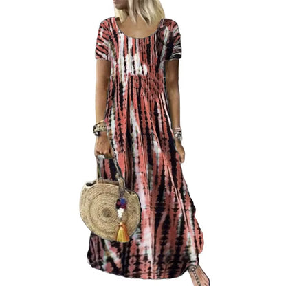 Women's Tie-Dye Print Maxi Dress