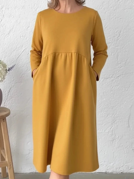 Women’s Relaxed Midi Pocket Dress With Soft Cotton Feel