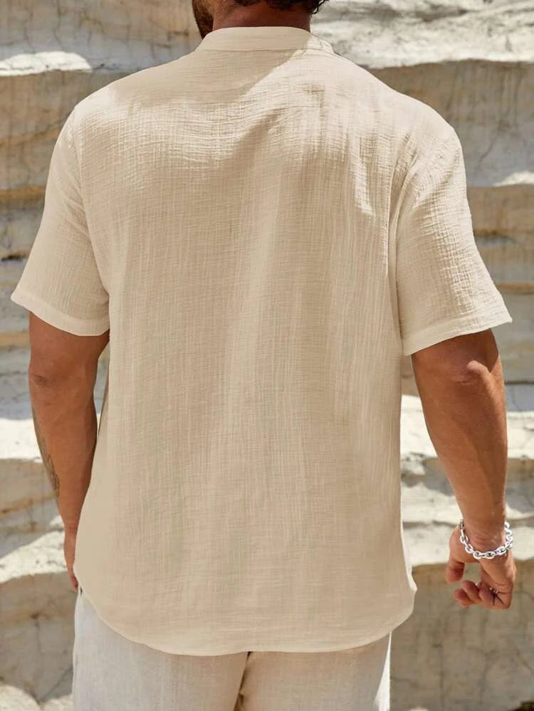 Men's Stand Collar Short Sleeve Shirt