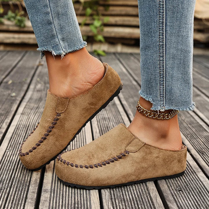 Women’s Retro Comfort Leather-Look Slip-On Mules