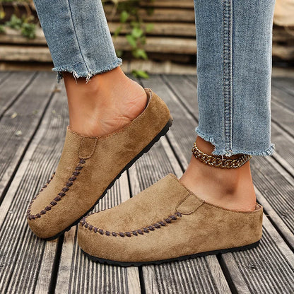 Women’s Retro Comfort Leather-Look Slip-On Mules