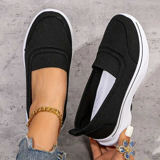 Women's Comfort Slip-On Trainers- Breathable Mesh Walking Shoes