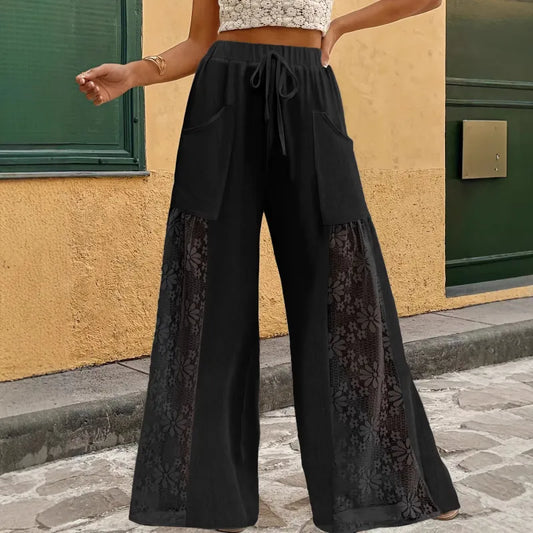 Women’s Lace-Panel Wide-Leg Trousers