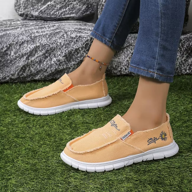 Women's Embroidered Canvas Slip On Shoes