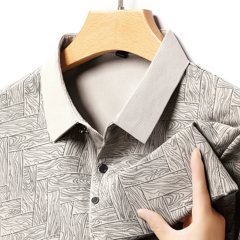 Men’s Breathable Patterned Polo Shirt