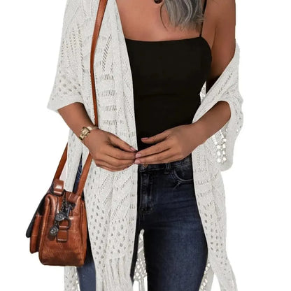Women’s Crochet Tassel Kimono Cardigan