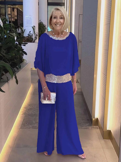 Women’s Shimmer Sequin Tunic and Wide Leg Two Piece Set