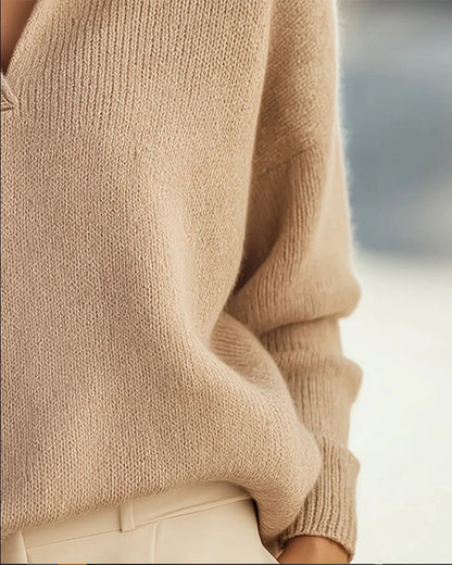 Women’s Elegant V-Neck Autumn Knit Sweater