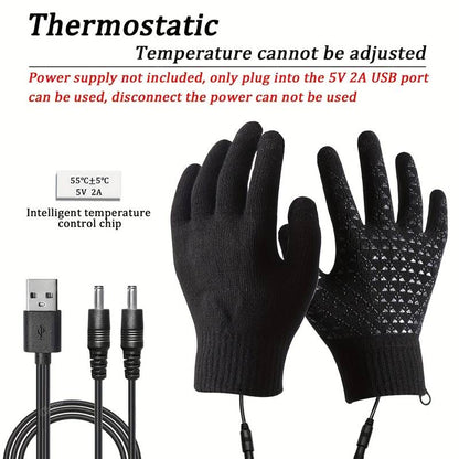 USB-Powered Heated Touchscreen Gloves with Auto Shut-Off