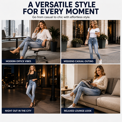 Women's High Waist Vertical Seam Skinny Jeans