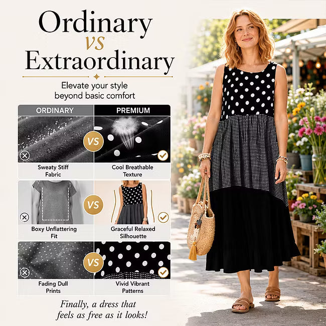 Women's Polka Dot and Check Patchwork Dress