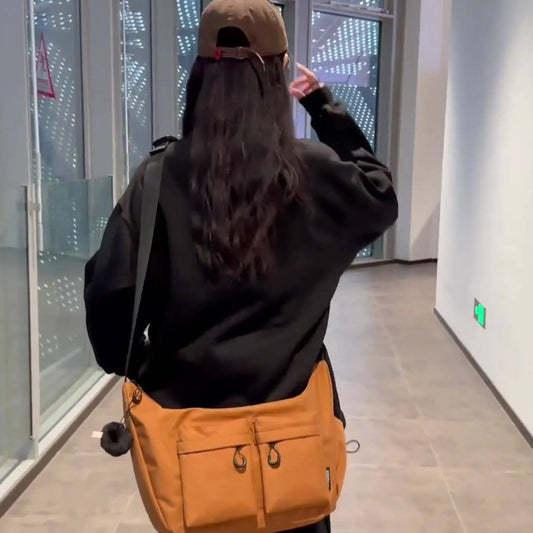 Women’s Large-Capacity Canvas Korean-Style Messenger Shoulder Bag