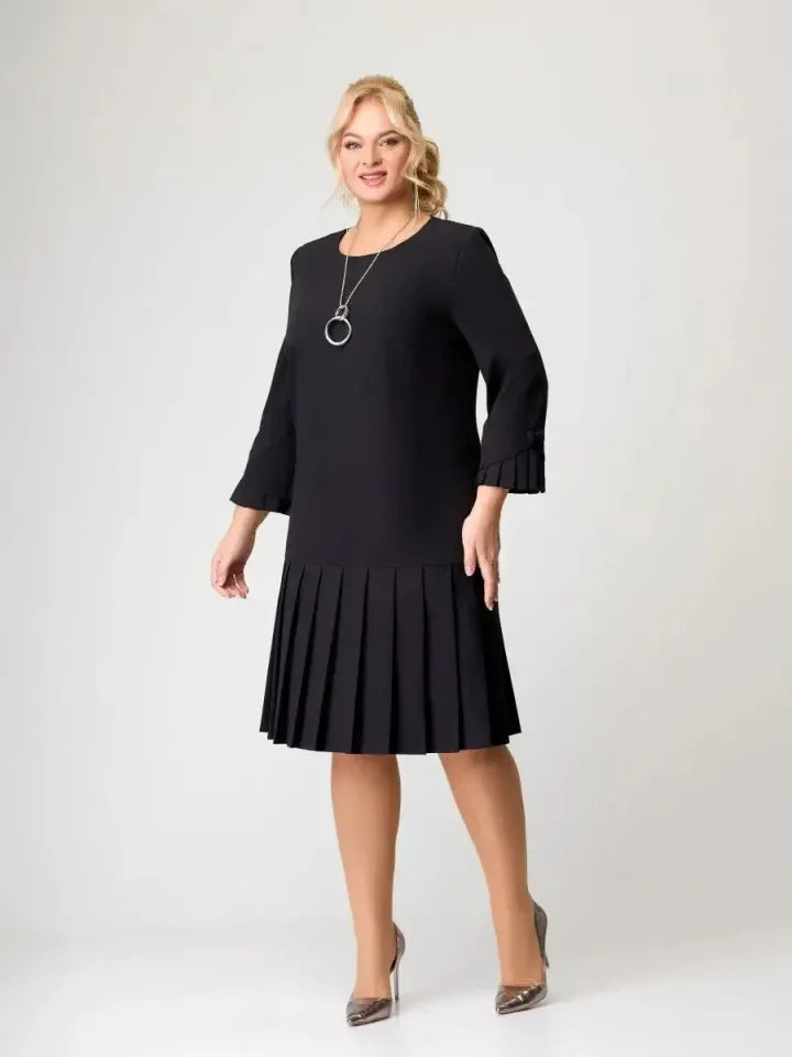 Women's Timeless Solid Colour Pleated Hem Dress