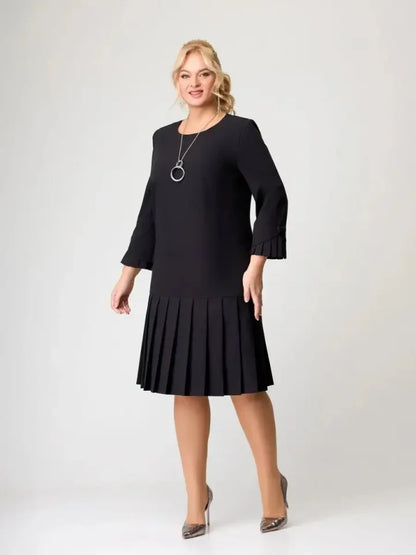 Women's Timeless Solid Colour Pleated Hem Dress