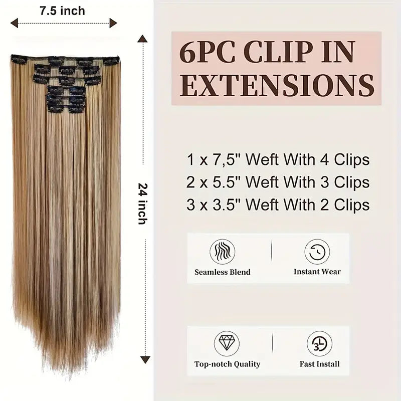 Women’s Clip-On Highlight Hair Extensions
