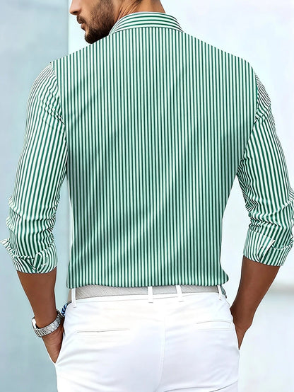 Men’s Mixed-Stripe Button-Up Shirt