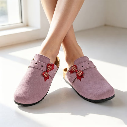 Women's Bow Detail Wide Toe Mules