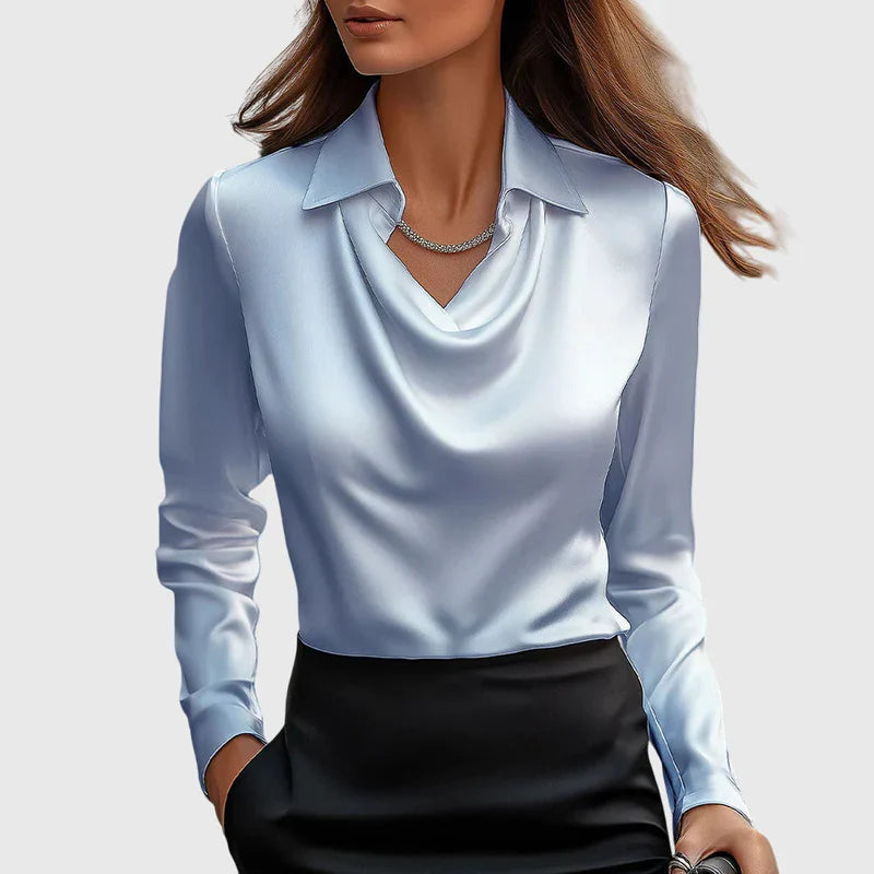 Women’s Shimmer Pleated Collar Blouse