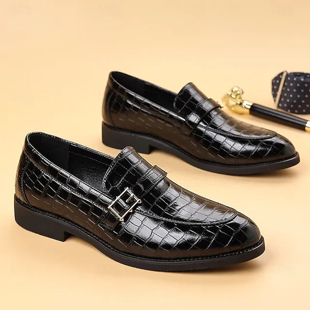 Men’s Textured Croc Effect Slip On Dress Loafers